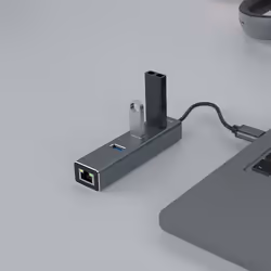 Savio AK-57 USB-A - 3 x USB-A HUB with RJ-45 Gigabit Ethernet adapter 5000 Mbit/s grey USB 3.2 Gen 1 (3.1 Gen 1) Micro-B 5000 Mbit/s - Vue supplémentaire 3