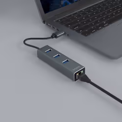 Savio AK-57 USB-A - 3 x USB-A HUB with RJ-45 Gigabit Ethernet adapter 5000 Mbit/s grey USB 3.2 Gen 1 (3.1 Gen 1) Micro-B 5000 Mbit/s - Vue supplémentaire 5