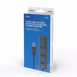 Savio AK-57 USB-A - 3 x USB-A HUB with RJ-45 Gigabit Ethernet adapter 5000 Mbit/s grey USB 3.2 Gen 1 (3.1 Gen 1) Micro-B 5000 Mbit/s - Vue supplémentaire 8