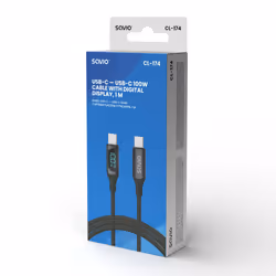 Savio USB-C - USB-C cable with display CL-174 1 m black câble USB USB 3.2 Gen 1 (3.1 Gen 1) USB C Noir