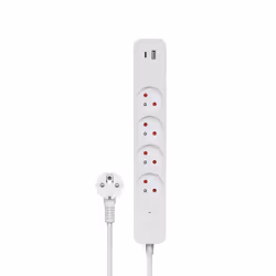 Savio LZ-114, 4 sortie(s) CA, Type E, 1,5 m, Avec fil, Blanc, Blanc