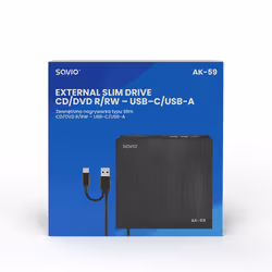 Savio AK-59 External slim CD/DVD Recorder R/RW - USB-C/USB-A black lecteur de disques optiques DVD±RW Noir - Vue supplémentaire 4