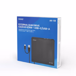 Savio AK-59 External slim CD/DVD Recorder R/RW - USB-C/USB-A black lecteur de disques optiques DVD±RW Noir - Vue supplémentaire 5
