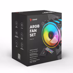 Savio FAN-01 4-pack 120mm ARGB fan including controller and remote control Boitier PC Ventilateur Noir