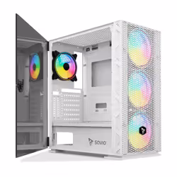 Savio Raptor White X1 ARGB Glass/Mesh White Computer Case Midi Tower Blanc