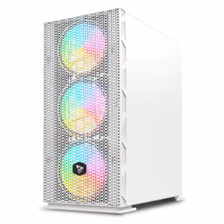 Savio Raptor White X1 ARGB Glass/Mesh White Computer Case Midi Tower Blanc