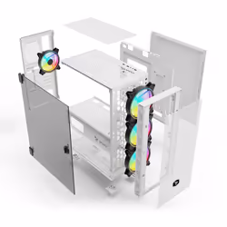 Savio Raptor White X1 ARGB Glass/Mesh White Computer Case Midi Tower Blanc - Vue supplémentaire 6