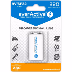 Everactive EVHRL22-320, Batterie rechargeable, 9V, Hybrides nickel-métal (NiMH), 9 V, 1 pièce(s), 320 mAh
