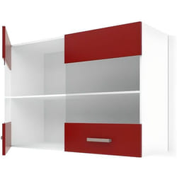 Les Tendances - ultra Meuble haut vitre de cuisine l 80 cm - Rouge mat