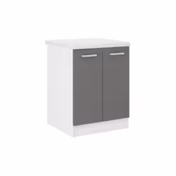 ULTRA Meuble bas de cuisine - 2 portes battantes, 1 étagere - Décor chene foncé - Caissons et façades en panneaux de particul ...
