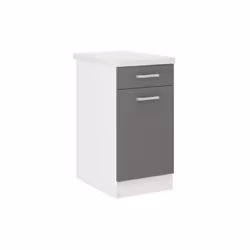 ULTRA Meuble bas de cuisine - 1 tiroir, 1 porte battante, 1 étagere - Décor chene foncé - Caissons et façades en panneaux de ...