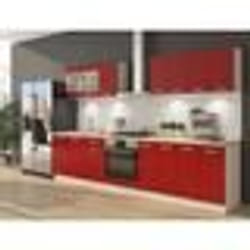 ULTRA Cuisine complète avec meuble four et plan de travail inclus L 300 cm - Rouge mat