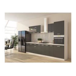 ULTRA Cuisine complete avec colonne four et plan de travail inclus L 300 cm - Gris mat