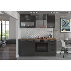 Lassen Cuisine Complete L 180 Cm Avec Meuble Four Et Plans De Travail - Gris Matera