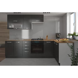 Lassen Cuisine Complete Dangle 240x165 Cm Avec Plan De Travail - Gris Matera