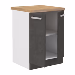 meuble bas LASSEN 2 portes battantes largeur 60cm hauteur 85cm profondeur 51,6cm avec plan de travail stratifié épaisseur 28m ...