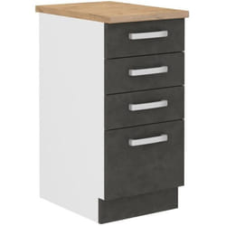 Meuble bas 4 tiroirs avec plan de travail - Gris mat - L 40 x P 51,6 x H 85 cm - LASSEN