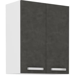Meuble Haut Portes Battantes - Gris Mat - L 60 Cm X P 31,6 X H 72 Cm - Lassen