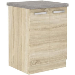 Meuble Bas 2 Portes Battantes - Décor Chene Sonoma - L 60 X P 51,6 X H 85 Cm - Lassen