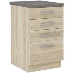 Meuble Bas 4 Tiroirs Avec Plan De Travail - Decor Chene Sonoma - L 40 X P 51,6 X H 85 Cm - Lassen