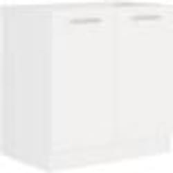 ATLAS Meuble sous-évier 2 portes - L 80 x H 82 x P52 cm - Décor blanc - Plan de travail non inclus