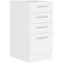 ATLAS Meuble bas 4 tiroirs - Décor blanc - L40 x P52x H82 - Plan de travail non inclus