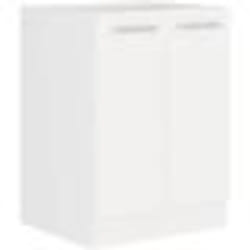 ATLAS Meuble bas 2 portes - Décor blanc - L60 x P52 x H82 cm - Plan de travail non inclus