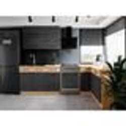 Cuisine complète dangle ROCK 268 x 148 cm - Angle réversible - Décor chêne et gris matera - Plan de travail non inclus