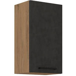 Meuble haut ROCK - Mélaminé décor chêne lancelot et gris matera - 1 porte - L40 x H72 cm