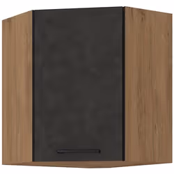 Meuble haut dangle ROCK - Mélaminé décor chêne lancelot et gris matera - 1 porte - L58 x H72 cm
