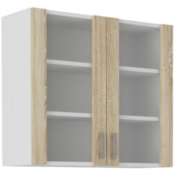SARA Meuble haut - 2 portes - Décor chêne sonoma - L80 x P31 x H715 cm