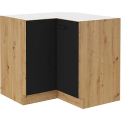 MODENA - Meuble bas dangle - 2 portes - 89 x 89 x 82 cm - Chêne artisan / Noir mat - Plan de travail non inclus