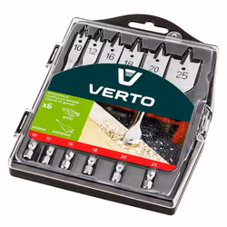Verto 60H804, Perceuse, Mèche de perçage de burin plat, Bois, Tige hexagonale, 6 pièce(s), 10, 12, 16, 18, 20, 25 mm