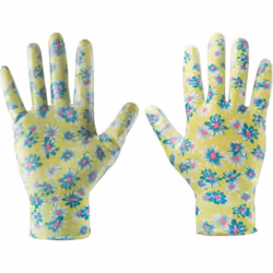 Les gants de jardinage universels VERTO (réf. 97H141), dotés de poignets à revers et d'un revêtement en nitrile à motif flora ...