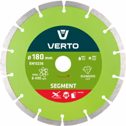 Le disque diamanté segmenté VERTO (réf. n° 61H3S8) d'un diamètre extérieur de 180 mm permet de couper efficacement des élémen ...