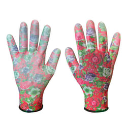 Gants de jardinage enduits de PU, motif rose, taille 8"