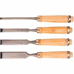 Ce jeu de quatre ciseaux, d'une largeur de 6 à 24 mm, est indispensable à tout menuisier, sculpteur et modeleur. Fabriqués en ...