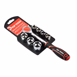 Clés à douille - TOP TOOLS - Jeu de 8 pièces - Acier chrome-vanadium - Douilles de 10 à 19 mm - 72 dents