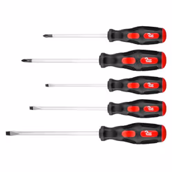 Tournevis - TOP TOOLS - Jeu de 5 - Acier au chrome-vanadium - Poignées ergonomiques - Pointes magnétiques