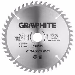 Lame de scie plongeante - Widia - 160 mm - 48 dents - Acier spécial C50 - Géométrie ATB