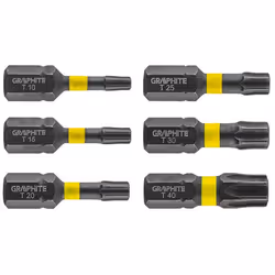 Embouts à percussion - GRAPHITE - TX10/15/20/25/30/40 - Acier S2 - 25 mm - 6 pcs