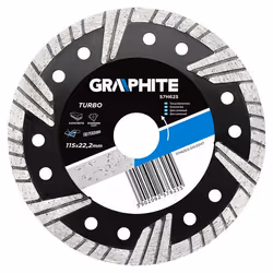 Disque diamant - GRAPHITE - 57H625 - 115 x 222 mm - Turbo - Idéal pour béton et pierre