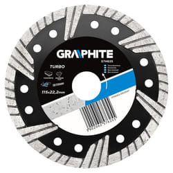 Disque diamant - GRAPHITE - 57H625 - 115 x 222 mm - Turbo - Idéal pour béton et pierre