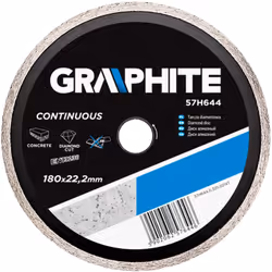 Le disque diamanté massif GRAPHITE (réf. 57H644), d'un diamètre extérieur de 180 mm, est idéal pour les travaux de constructi ...