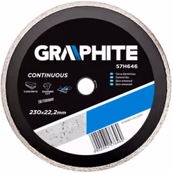 Le disque diamanté massif GRAPHITE (réf. 57H646), d'un diamètre extérieur de 230 mm, est idéal pour les travaux de constructi ...