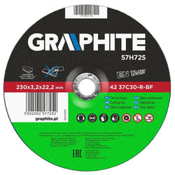 Disque à tronçonner - GRAPHITE - 230 mm - 32 mm dépaisseur - 222 mm dalésage - Norme EN12413