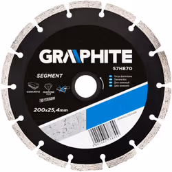 Le disque diamanté segmenté GRAPHITE (réf. 57H870), d'un diamètre extérieur de 200 mm, est idéal pour les travaux de construc ...