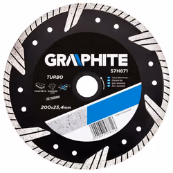 Disque diamant - GRAPHITE - Turbo - 200 x 254 mm - Segments TURBO - Idéal pour béton et pierre