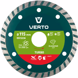 Le disque diamanté turbo VERTO (réf. n° 61H2T1) d'un diamètre extérieur de 115 mm permet de couper efficacement des éléments ...