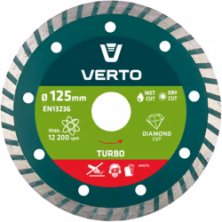 Le disque diamanté turbo VERTO (réf. n° 61H2T5) d'un diamètre extérieur de 125 mm permet de couper efficacement des éléments  ...